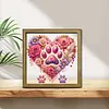 Heart Paw DIY Special Shape Double sided Print Clear Diamond Art Kit Wooden Framed Diamond Painting Kit(22x22cm)