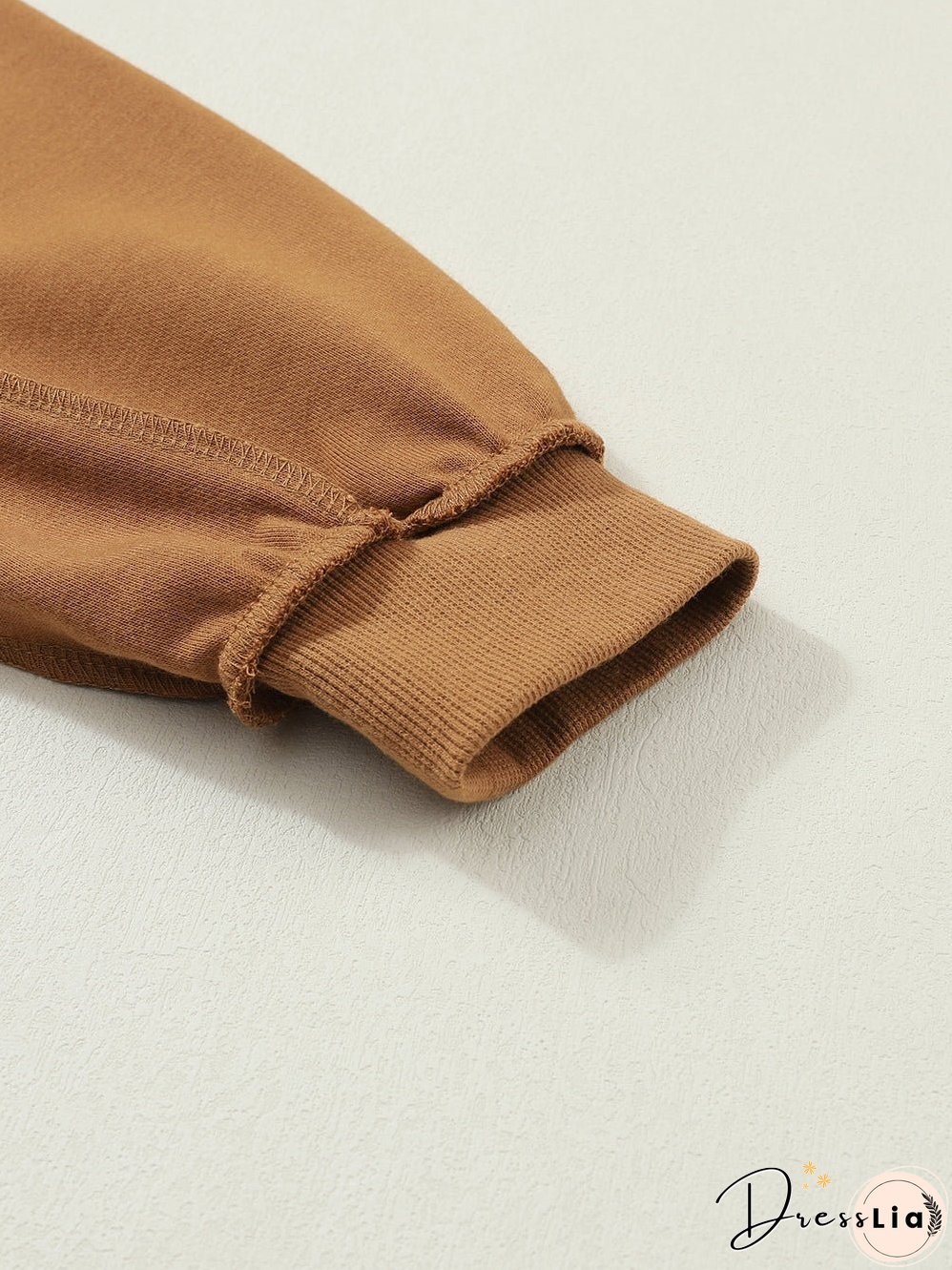 Cozy Brown V-Neck Button Detail Pullover Sweatshirt