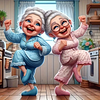 Happy Old Lady - 11CT Stamped Cross Stitch - 45*45cm