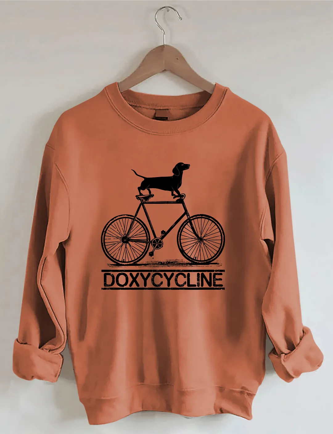 Doxycycline Dachshund On Bicycle Pharmacists Sweatshirt