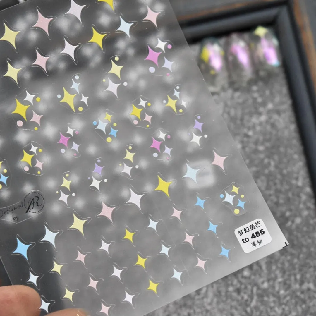 Heart & Star Bubble Cute Image Quality 3D Engraved Nail Stickers Nail Art Decorations Nail Decals Design