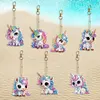 7pcs Double Side Diamond Painting Special-shaped Drill Unicorn Keychain Kits