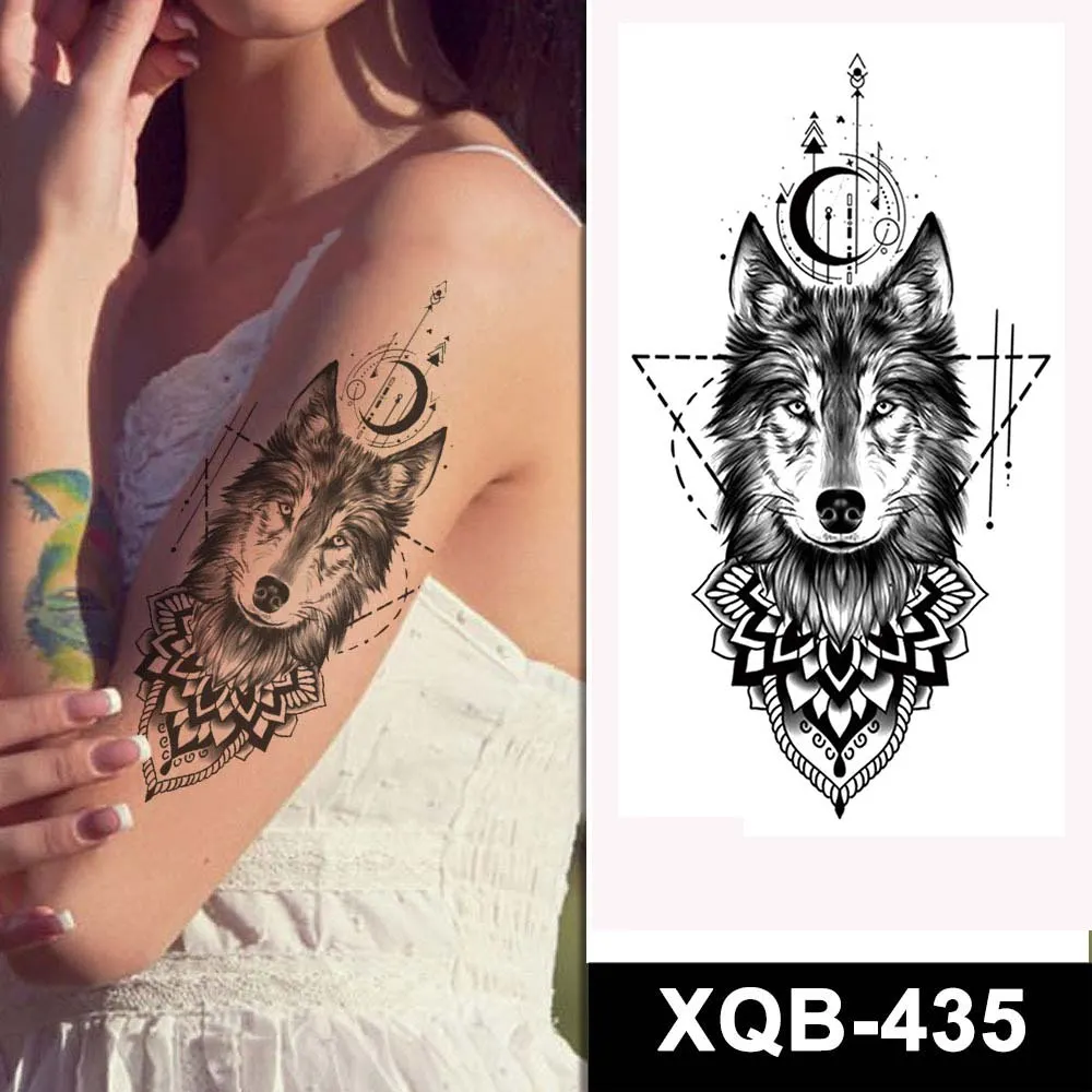 Sdrawing Forest Animal Temporary Tattoos for Men Wolf Tattoo Stickers Tiger Skull Skeleton Fake Tattoo for Women Arm Sleave
