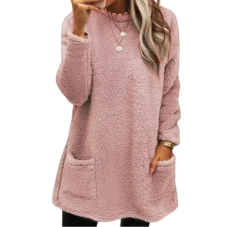 Brownm Long Sleeve Pocket Fleece Sweatshirt T-shirt Sweaters