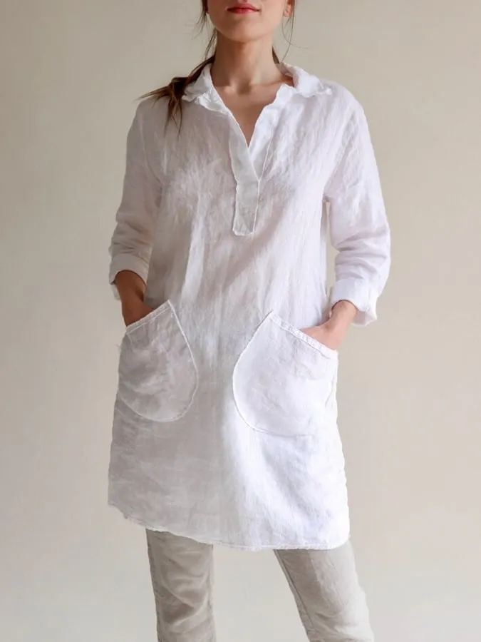 Women's Cotton Linen Shirt Dress