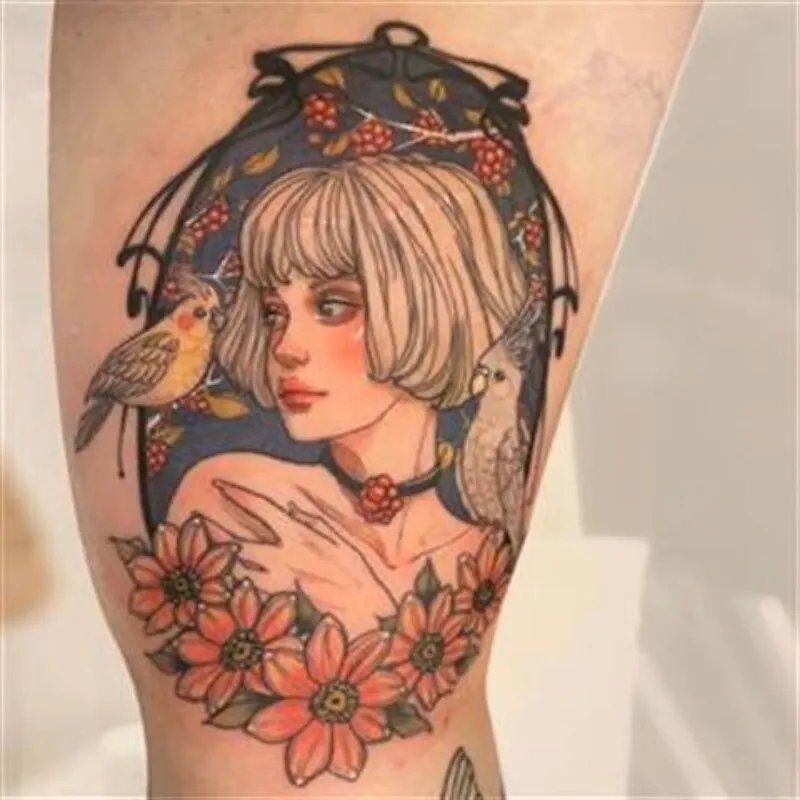 Cute Mask Girl Moon Baby Long Lasting Temporary Fake Arm Tattoo Sticker Sleeve Tatouage Temporaire Femme Sexy for Woman