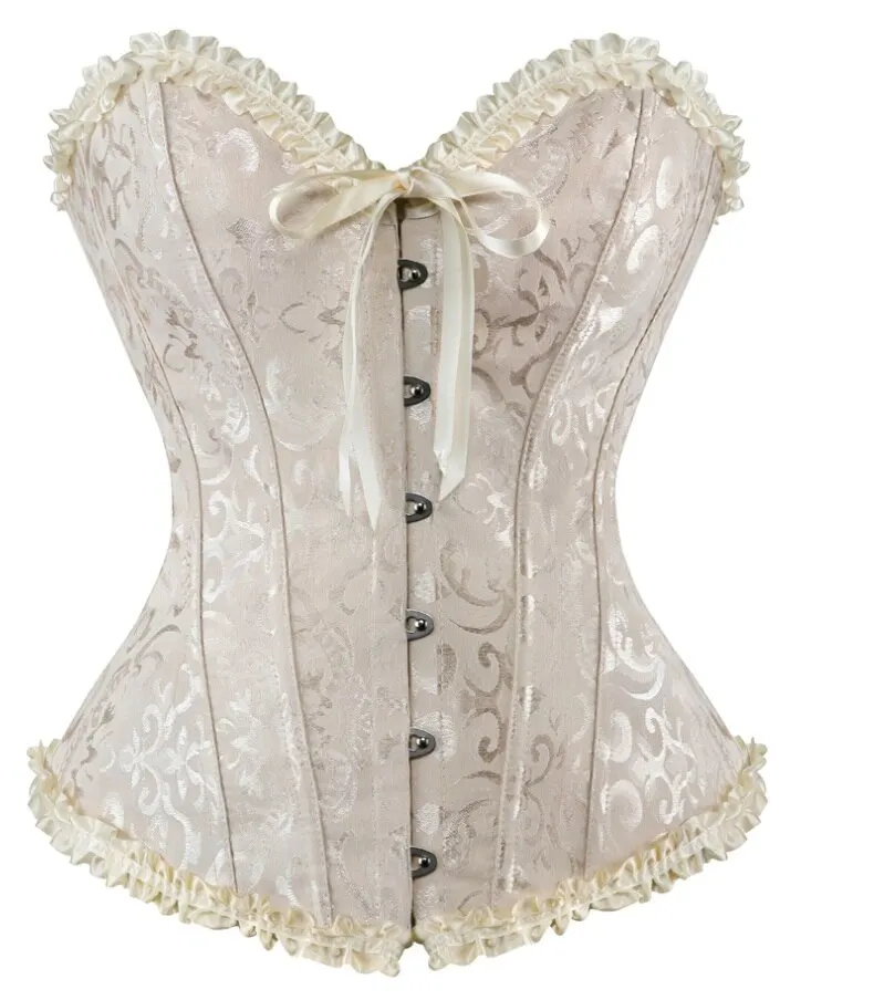Billionm Sapubonva Corset Sexy Women's Plus Size Corsets and Bustiers Overbust Floral Gothic Brocade Corselet Clothing Top White Black