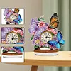 (US Local)Acrylic Special Shape Flower Butterfly Diamond Painting Clock for Home Office