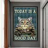 Retro Poster - Today Is A Good Day Cat-11CT Stamped Cross Stitch 40*60cm/15.75*23.62in (Big Size)