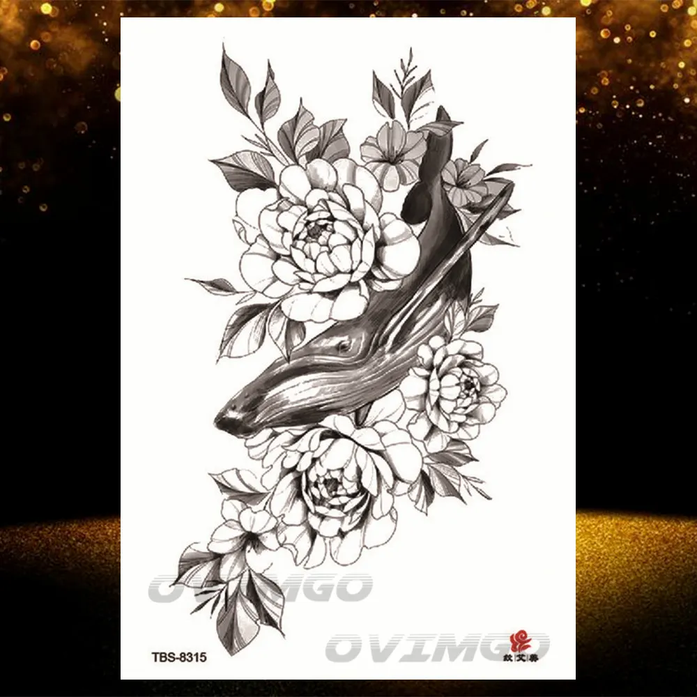 Sdrawing Lotus Flower Temporary Tattoos Fake Jewelry 3D Beauty Rose Tattoo Sexy Body Art Arm Painting Tatoo Sticker For Women