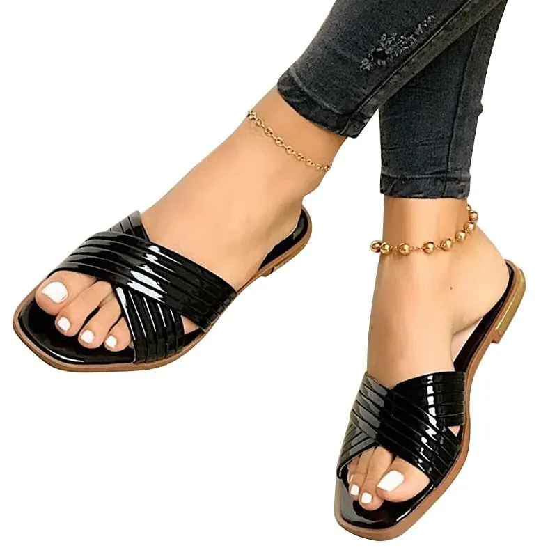 Ladies Slippers Beach Summer Shoes 2021 New Women Slip On Bling Gold Flat Slides Outdoor Shoes Female Casual Sandals Plus Size43