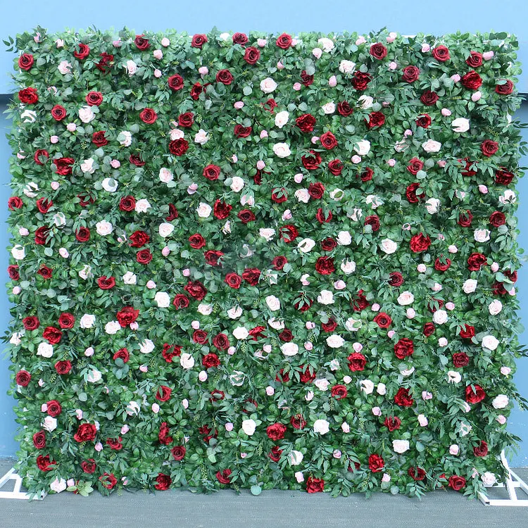 A611 A7898 Red Cloth Flower Wall Wedding Backdrop Floral Decoration
