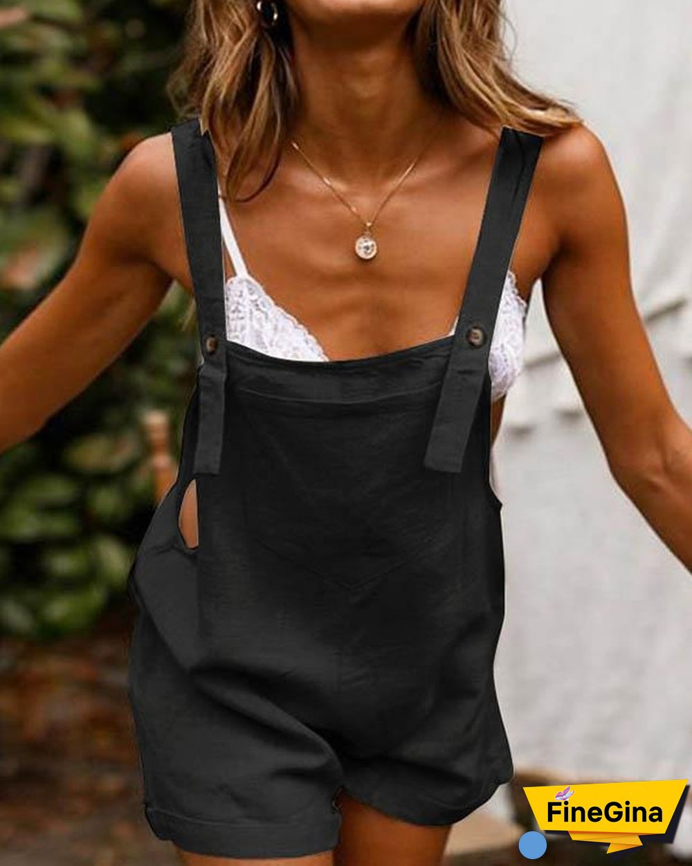 Front Pocket Sleeveless Casual Linen Rompers