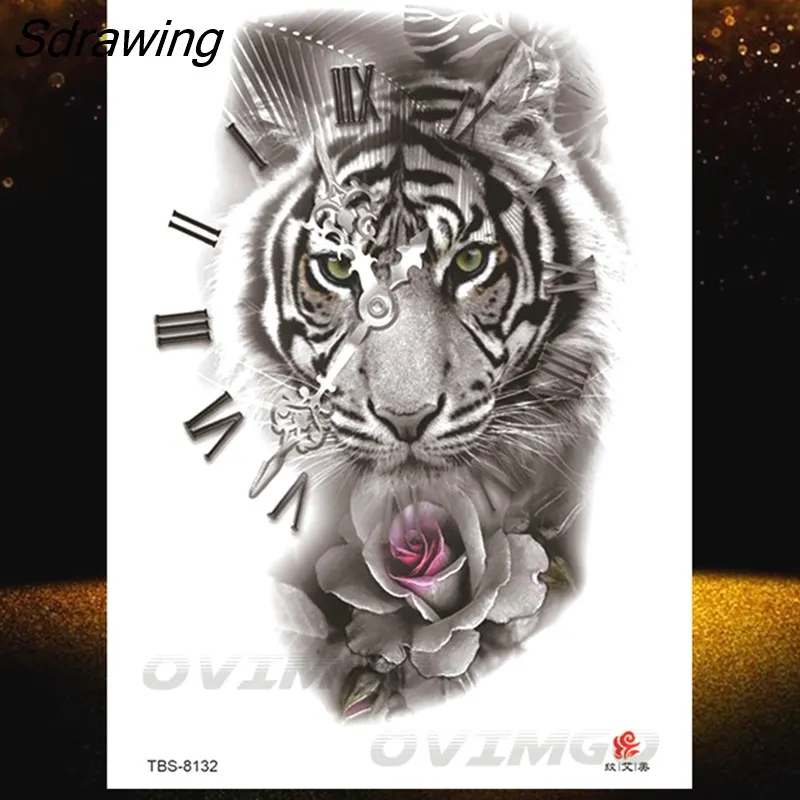 Sdrawing Lotus Flower Temporary Tattoos Fake Jewelry 3D Beauty Rose Tattoo Sexy Body Art Arm Painting Tatoo Sticker For Women