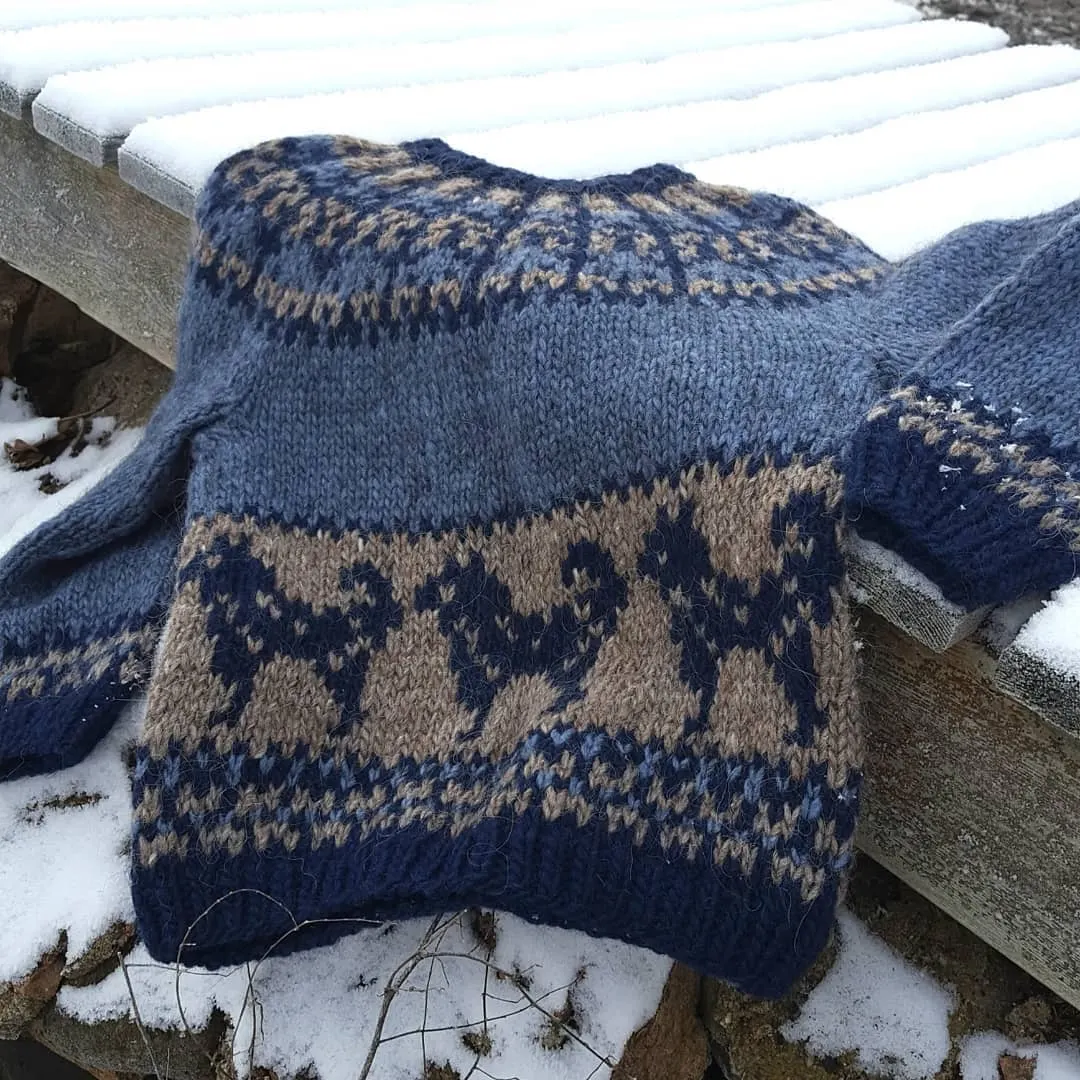 Vintage Warmth Knit Jacquard Icelandic Crew Neck Sweater（Unisex ）