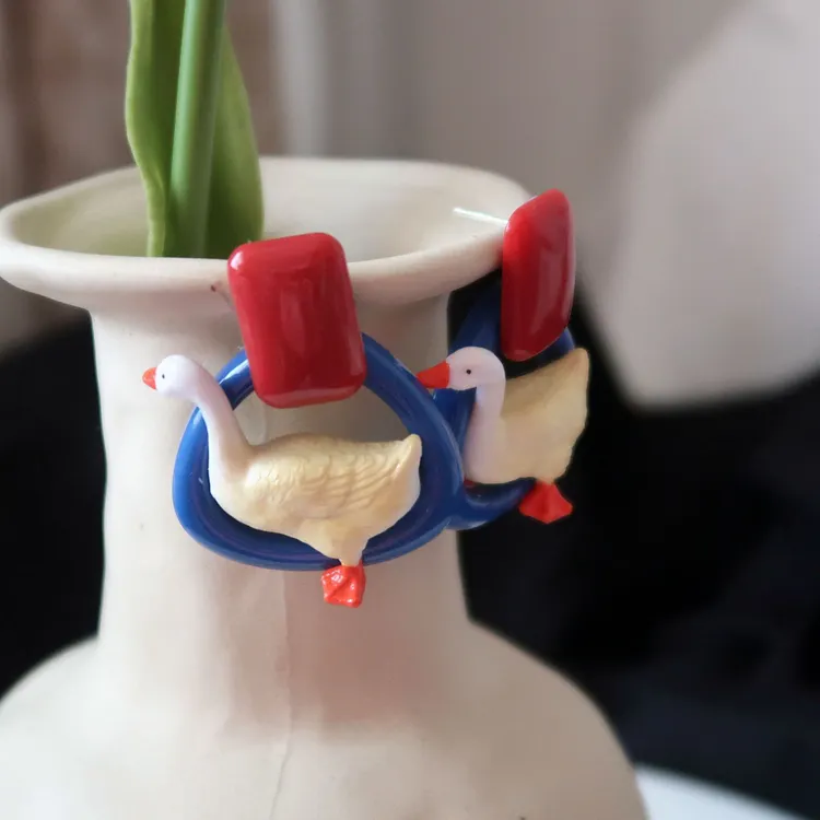 Contrasting Cute Duck Earrings