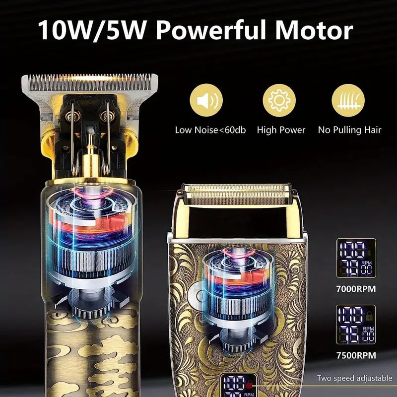 Aparador de cabelo profissional barbeador elétrico com folha para homens sem fio aparador de barba máquina de cortar cabelo barbeador elétrico masculino recarregável kit de cuidados com o cabelo adequado para o presente do dia dos pais Detalhes 5