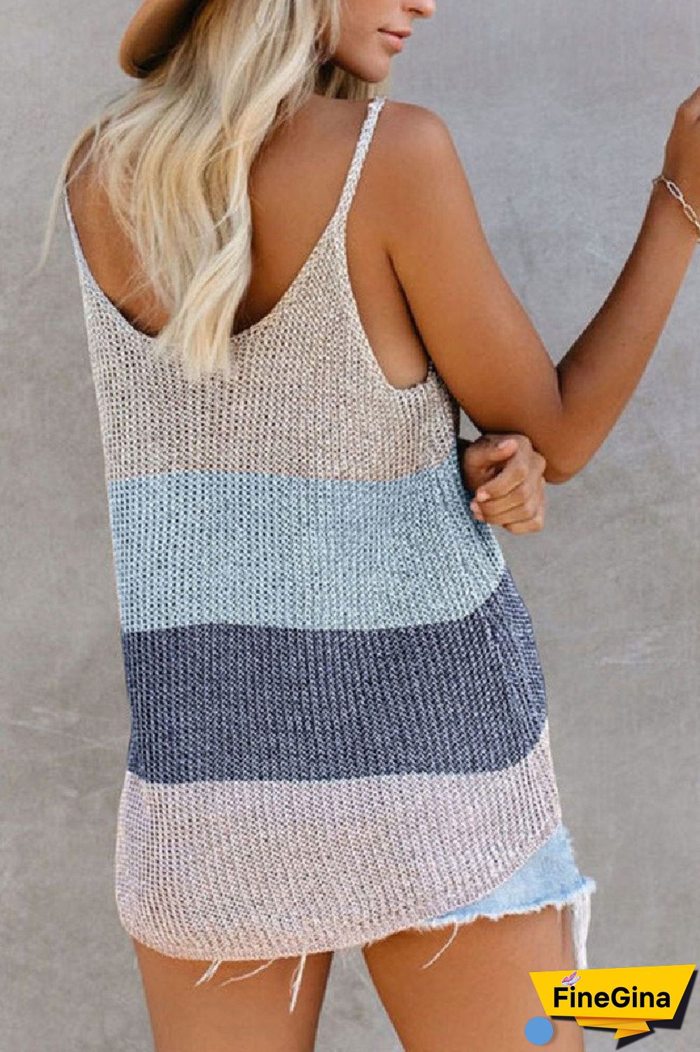 KarliDress Colorblock Metallic Cami Tank P12476