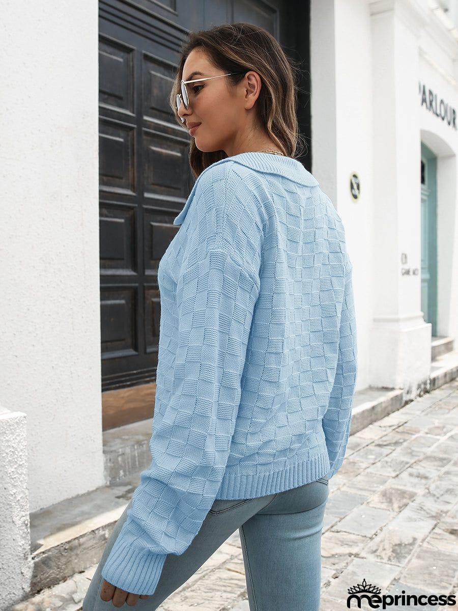 Johnny Collar Dropped Shoulder Sweater