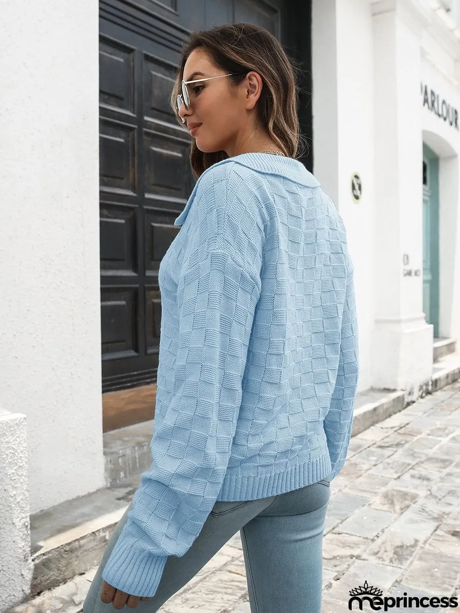 Johnny Collar Dropped Shoulder Sweater
