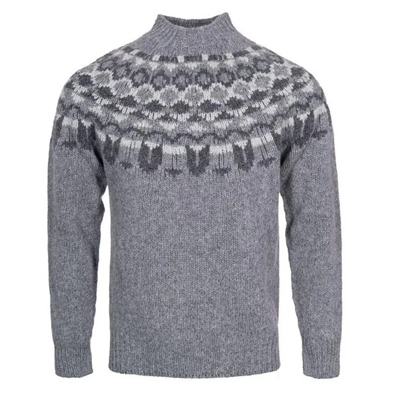 Vintage Icelandic Geometric Knitted Turtleneck Sweater