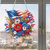 National Flag and Flowers DIY Acrylic Diamond Painting Hanging Kit Special Shape Crystal Rhinestone Art Pendants Single Side Drill for Adults Gift Home Wall Or Window Decor