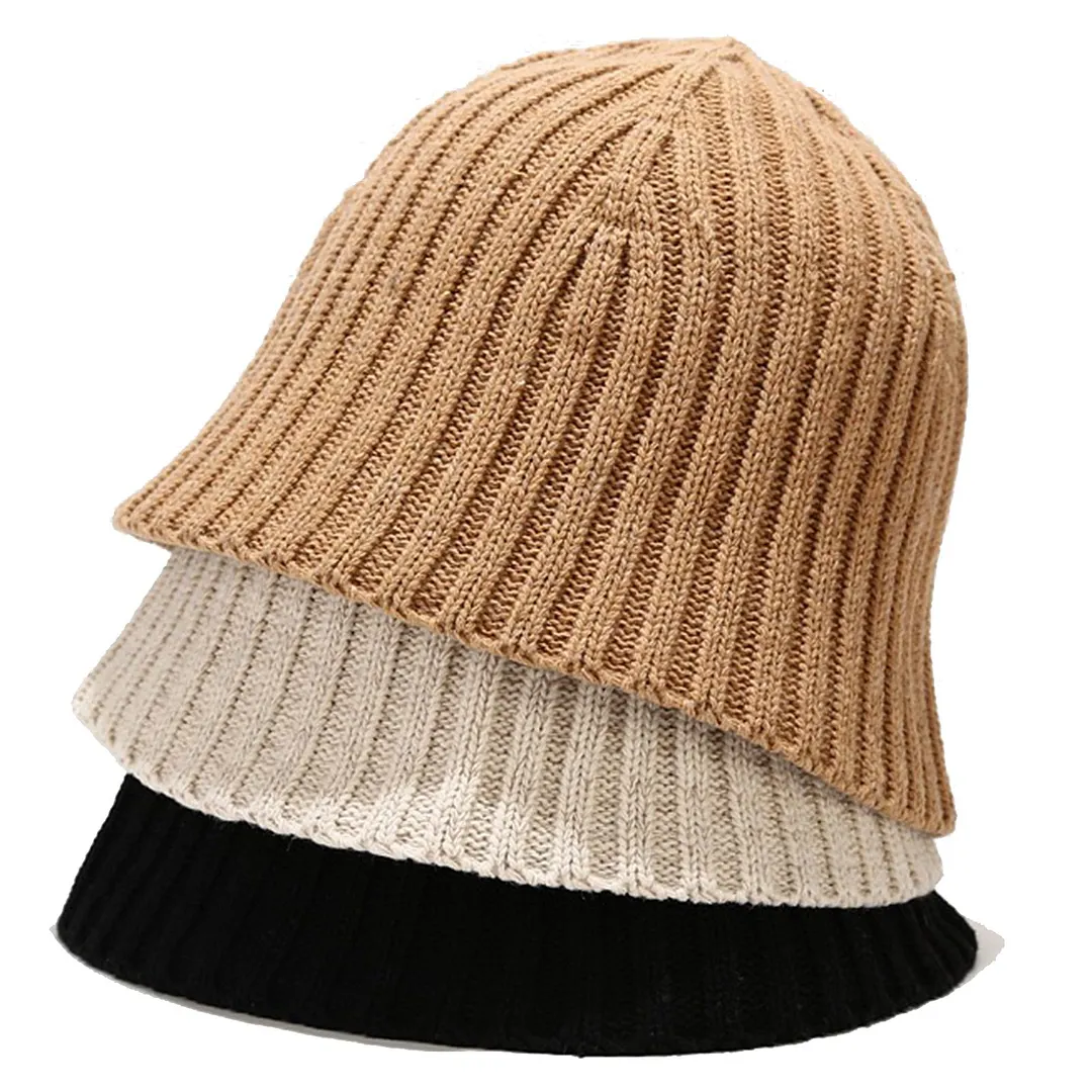 2020 Solid Color Women Winter Warm Knitted Basin Cap Japanese Bucket Fisherman Hat