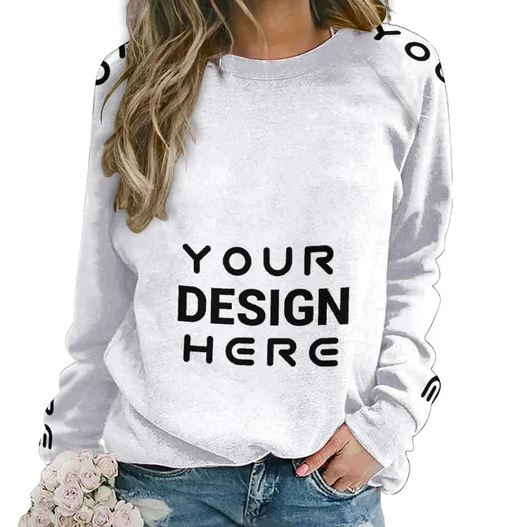 Personalized Design Women's Raglan Round Neck Sweater Full Print