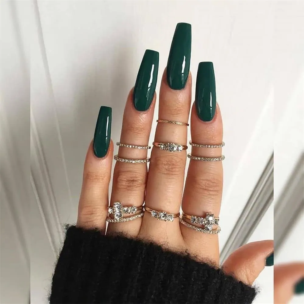 Fashion 24Pcs/Set False Nail Tips Matte Full Cover Long Ballet  Fake Nails With Glue Nail Art Manicure French Manicure Tools