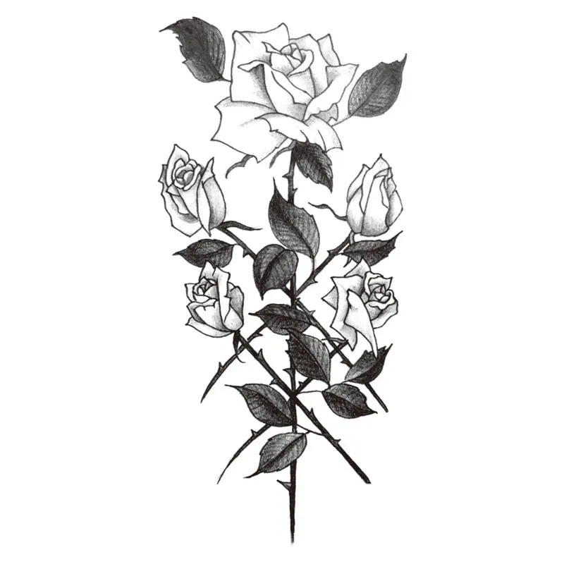 Waterproof Black Temporary Tattoo Stickers Men Women Rose Feather ankle Body Art Water Transfer Tattoos Arm Waist Finger Tatoo