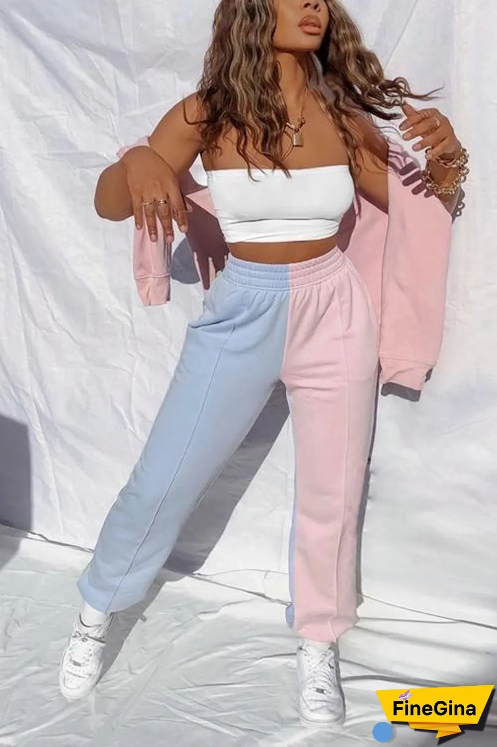 Color Block Elastic Joggers