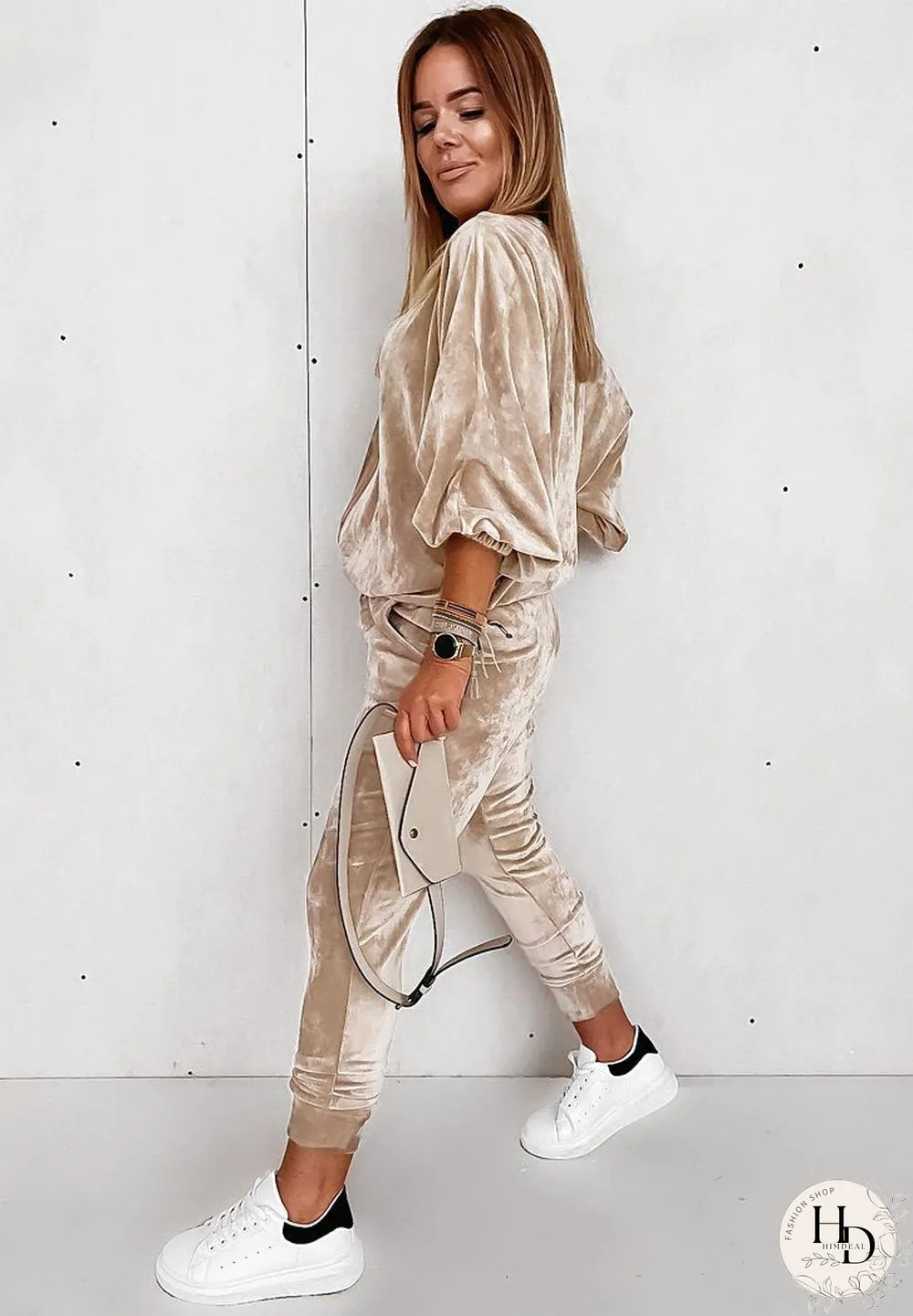 V Neck Zipper Coat And Pants Suit