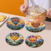 4PCS Diamond Painted Hot Air Balloon and Mountain Placemats Insulated Dish Mats Comes with Mats