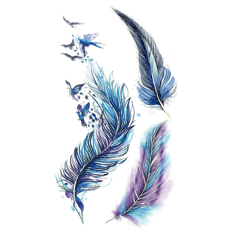 Waterproof Black Temporary Tattoo Stickers Men Women Rose Feather ankle Body Art Water Transfer Tattoos Arm Waist Finger Tatoo