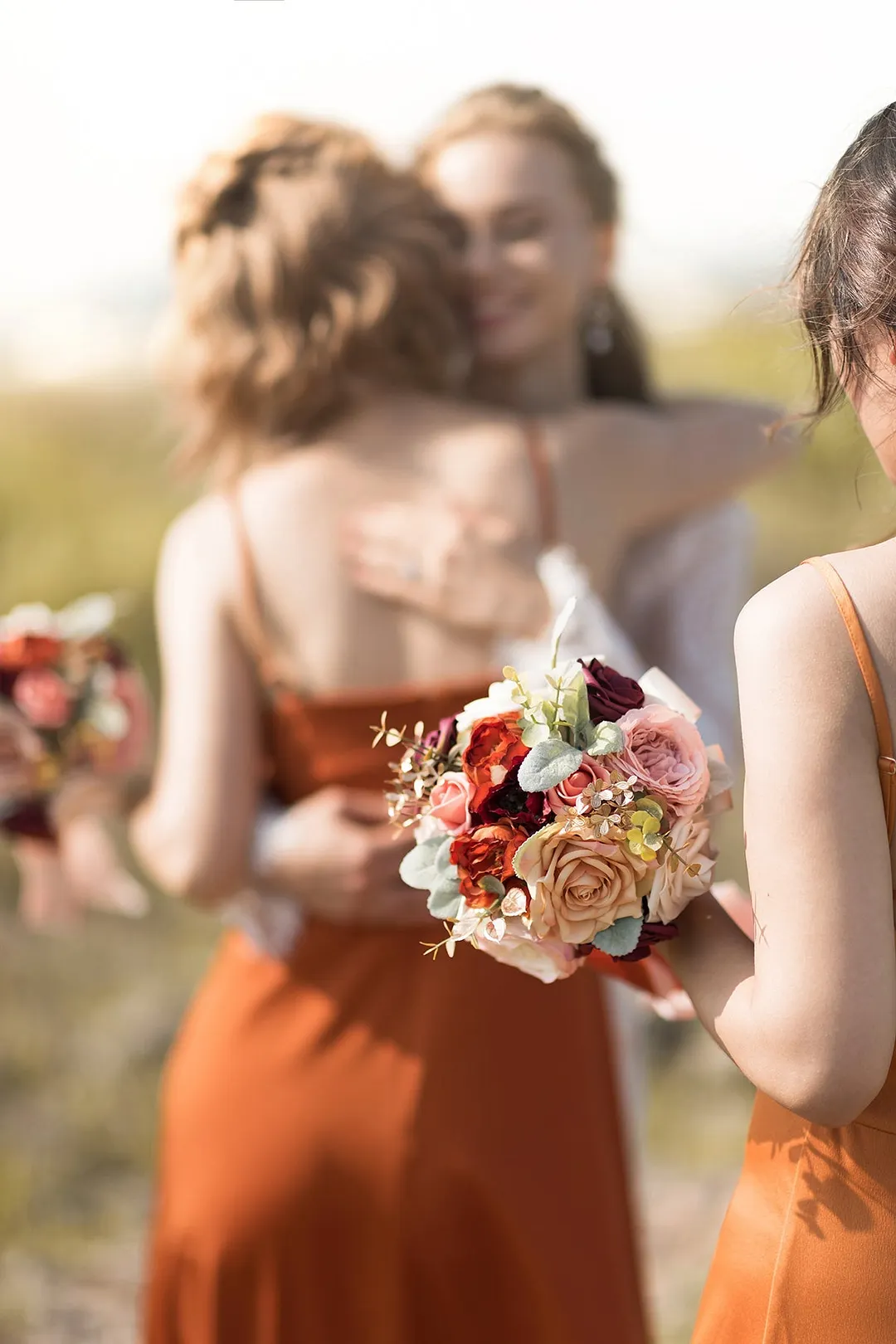 Maid of Honor & Bridesmaid Bouquets in Sunset Terracotta