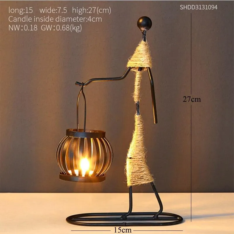 Creative Metal Candlestick Character Model Golden Candle Holder Living Room Home Decor Office Desktop Decor Accessories Gifts 1029