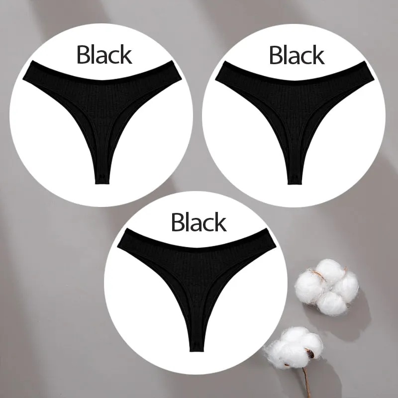 3PCS/Set Cotton Panties G-String Women Panties Sexy Underwear Female Lingerie Thong Briefs for Woman Solid Color Intimate Pantys
