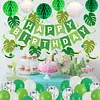 Birthday Decorations, Happy Birthday Banner with Birthday Balloons, Honeycomb Balls, Hanging Swirls, Circle Dots Garland, Happy Birthday Party Decorations for Women Men Boys Girls (Green)