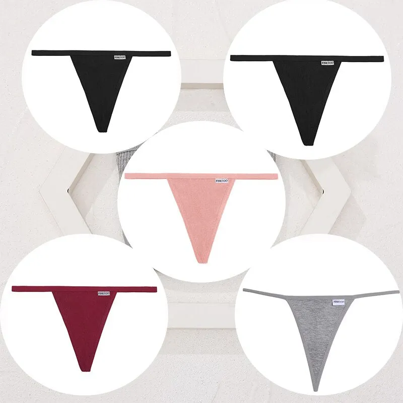 FINETOO 5PCS/Set Sexy G-string M-XL Cotton Girls Panties Women's Pantys Female Underpant Ladies Thong Lingerie Bikini Underwear