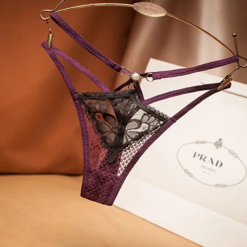 Women's T-String Cross Sexy Underpants Women's Hot Lace Thong Hollow Out Invisible Briefs Sexy T-Pants  Lingerie Femme Sexy