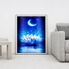 >SALE<5D DIY Diamond Painting Moon White Lotus Kits Full Round Drill Wall Decor Art