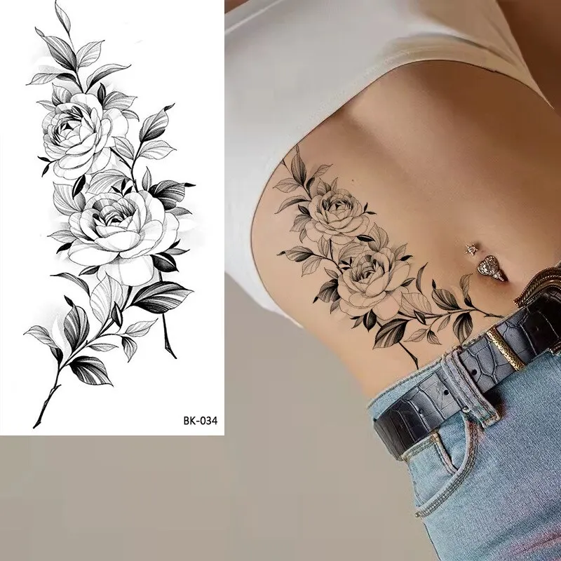 Sdrawing Tattoos New Flash Waterproof Temporary Tattoo Sticker Lip Print Flowers Butterfly Body Art Arm Fake Sleeve Tatoo for Women