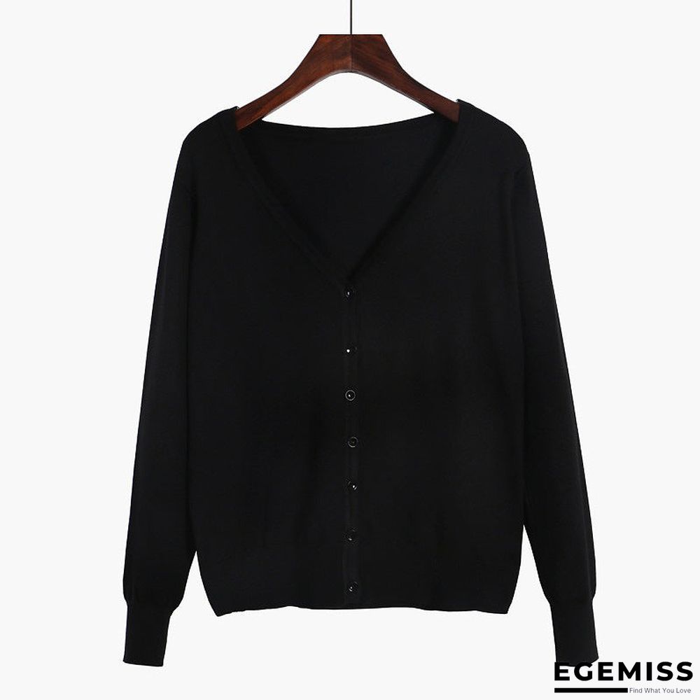Cardigan Long Sleeve V Neck Air Conditioned Shirt Slim and Simple | EGEMISS