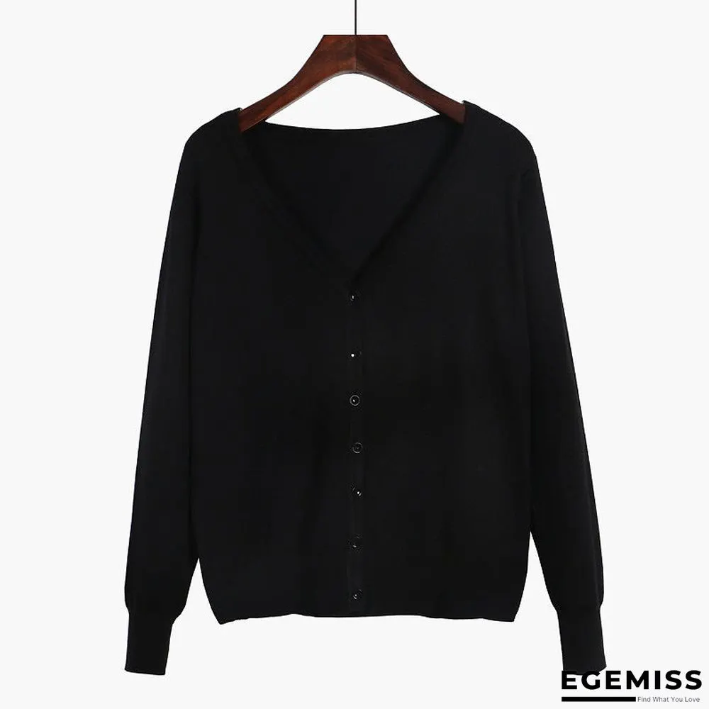 Cardigan Long Sleeve V Neck Air Conditioned Shirt Slim and Simple | EGEMISS