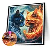Ice  Fire Cat-Full Round Diamond Painting 30*30CM