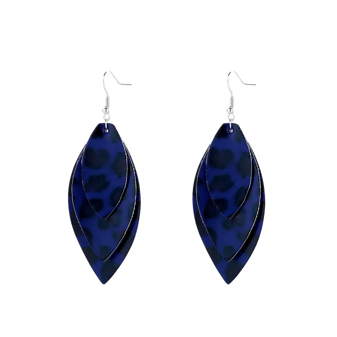 Layered Leopard Leather Earrings