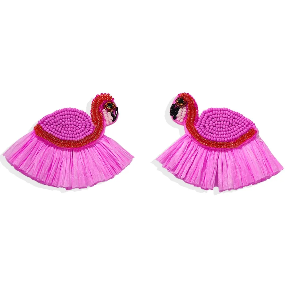 Dvacaman Bohemian Cute Fashion Animal Parrot Bird Drop Earrings Women Shiny Rhinestone Fringed Statement Tassel Earrings Jewelry