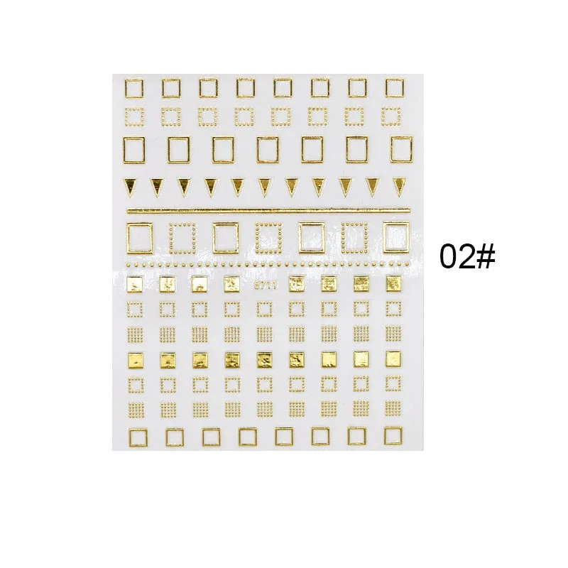 1 Sheet Christmas 5D Nail Stickers Gold And Sliver Snowflakes Transfer Nail Decals Slider Decoration For Manicuries