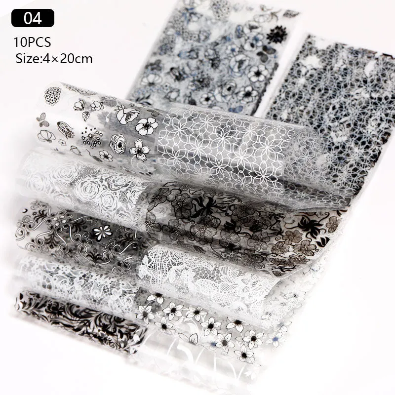 10Pcs/Bag Nail Art Transfer Foil Sticker Abstract Image Blue French Tip Wraps Adhesive Decals Nails Decoration Accessories-Nail Inspo