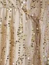 Fringed Sequined See-Through V-neck Maxi Dress